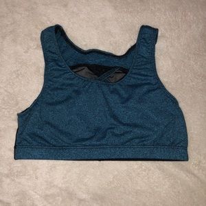 Blue mesh back Sports bra